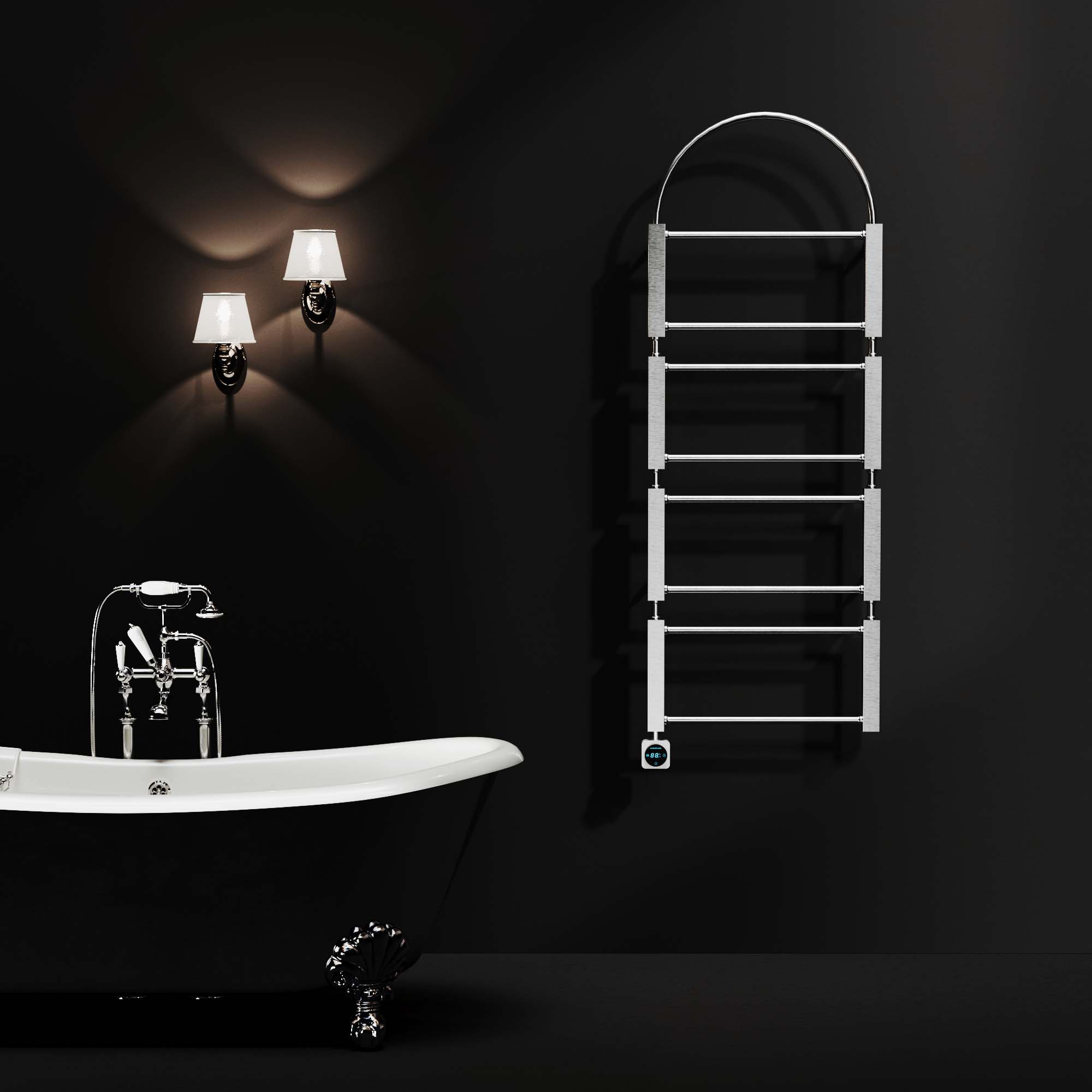 Ravivo Minimalist SS304 Architectural Heated Towel Rail in Luxury Bathroom